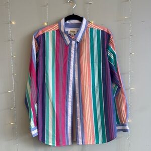 Talbots Pink and Blue Striped Button Down Shirt